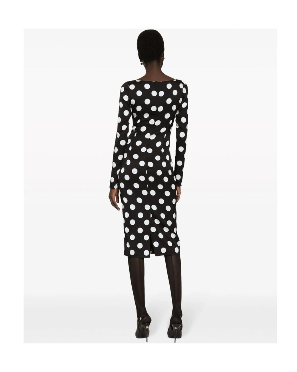 Dolce & Gabbana Black Silk Polka-Dot Bodycon Dress