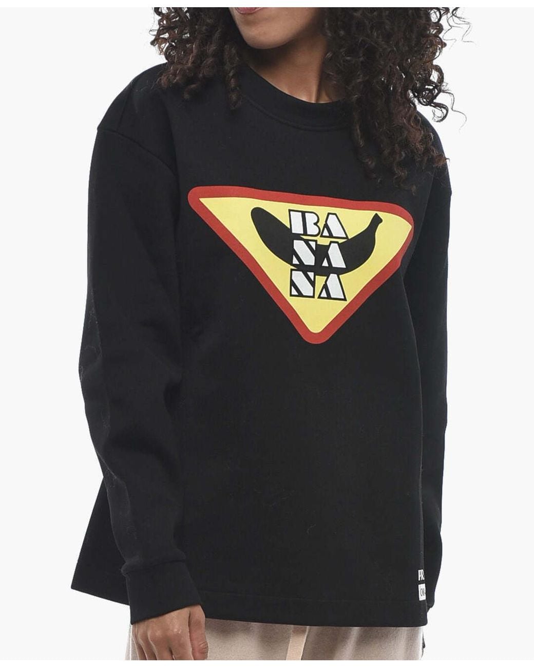 Prada Black Crewneck Sweatshirt With Front Print