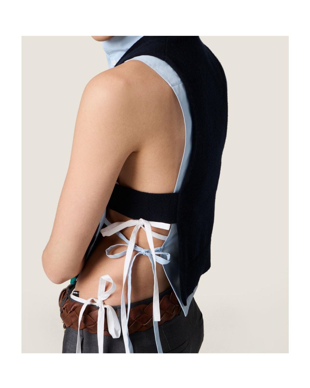 Miu Miu Blue V-Neck Sleeveless Cardigan