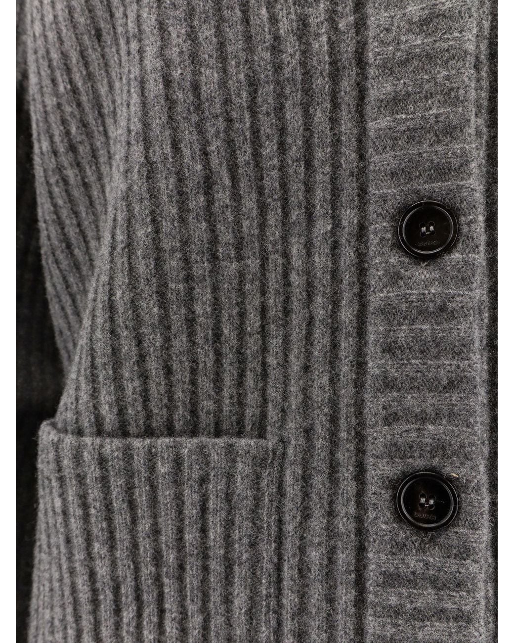 Gucci Gray V-Neck Oversized Cardigan