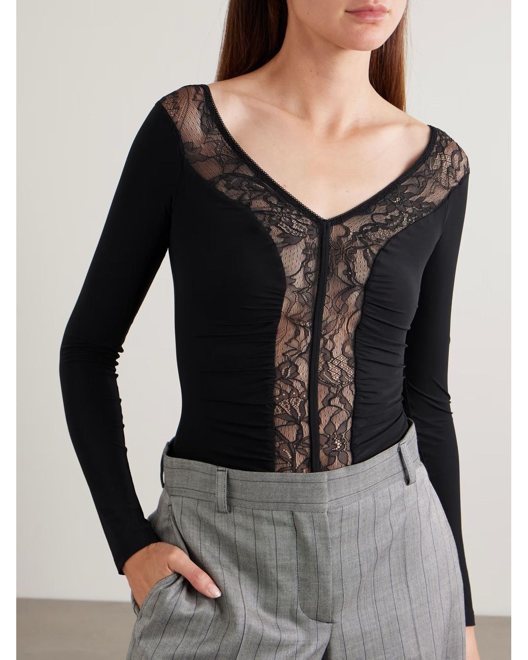 Stella McCartney Black Lace Patchwork Bodysuit