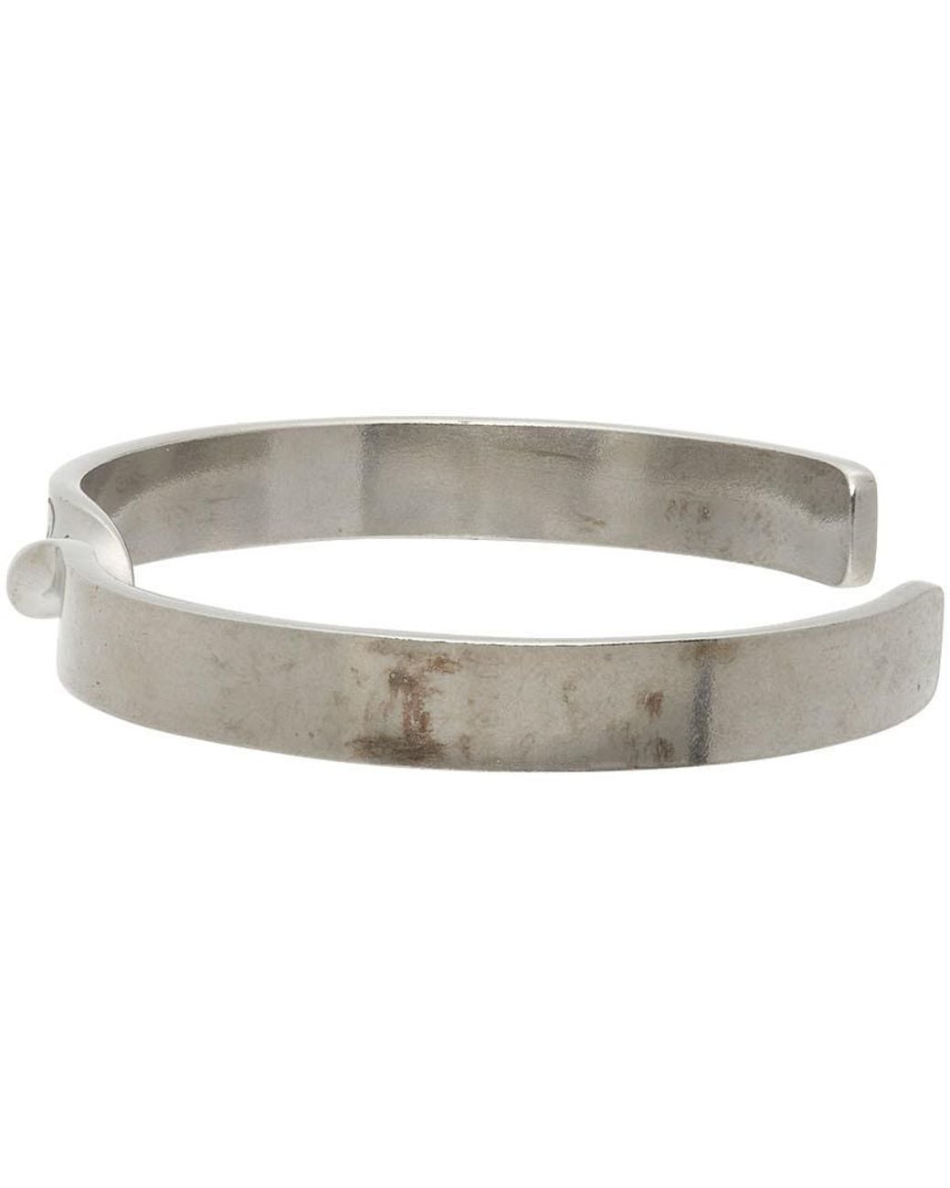 Maison Margiela White Logo Engraved Twisted Bracelet for men