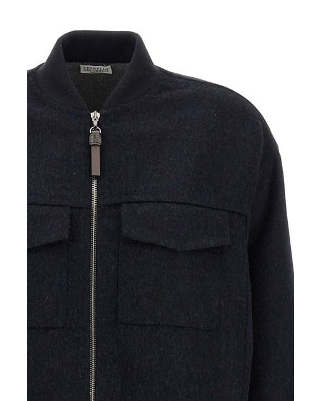 Brunello Cucinelli Blue Hand-Crafted Bomber Jacket