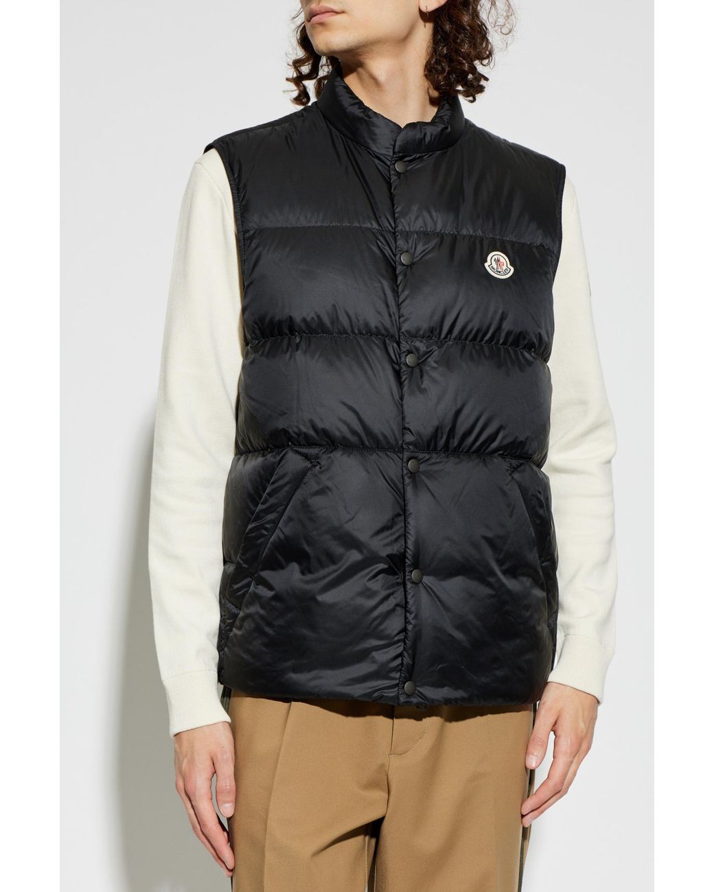 Moncler Black Tuquerouye Logo Patch Puffer Gilet for men