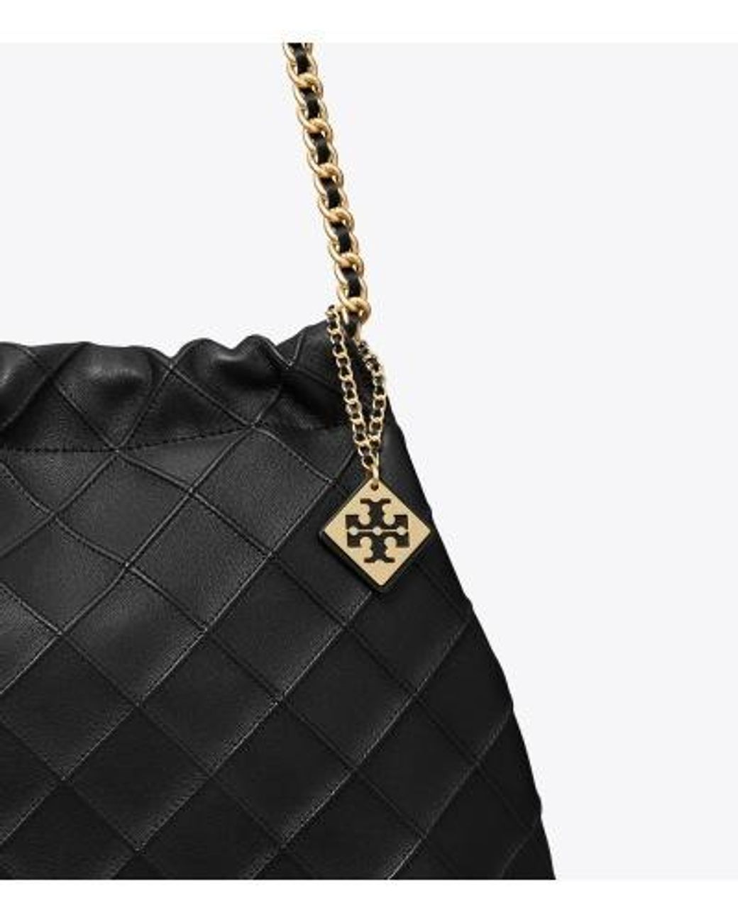 Tory Burch Black Fleming Soft Drawstring Tote Bag