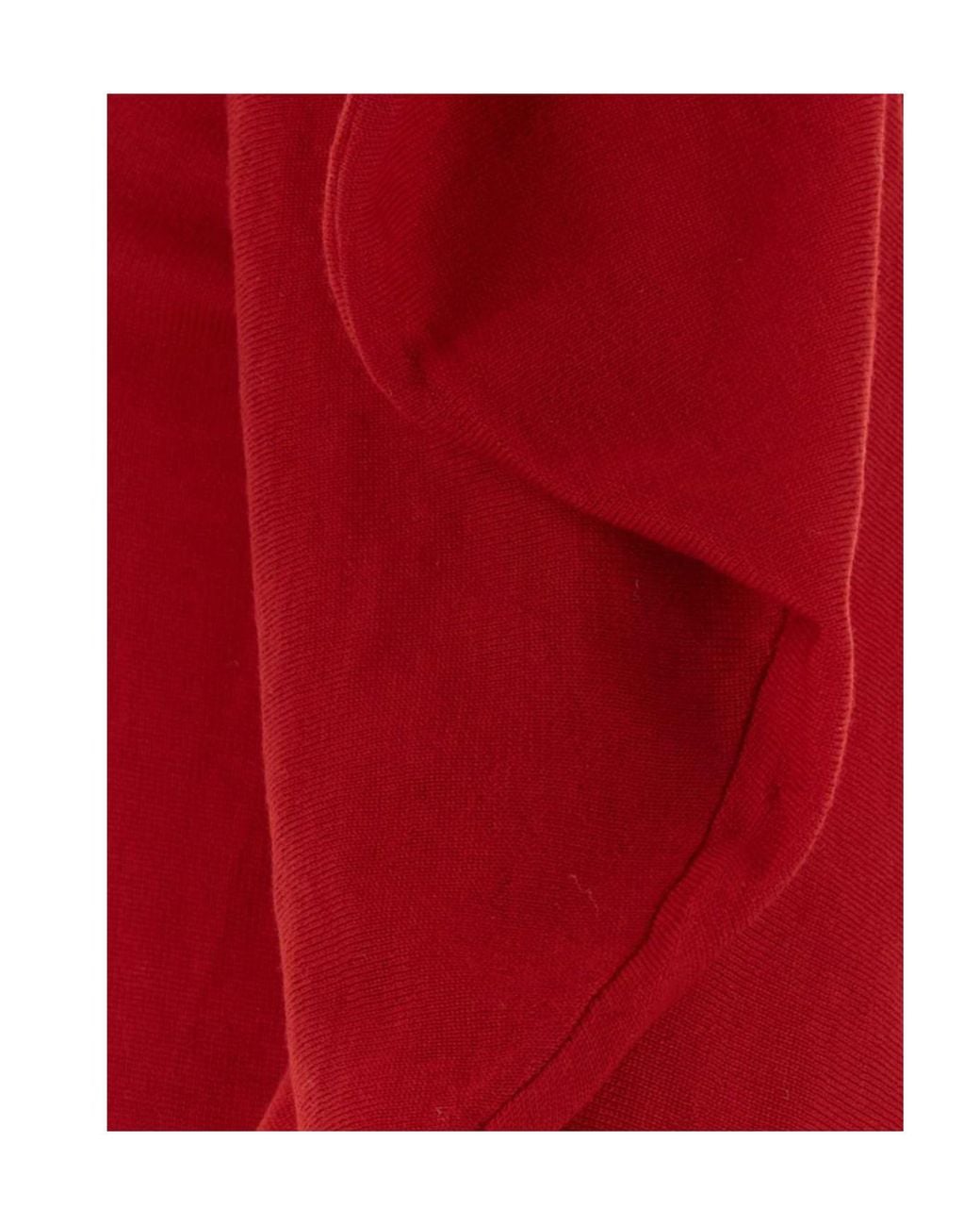 Blumarine Red Ruffled Turtleneck Knitted Sweater