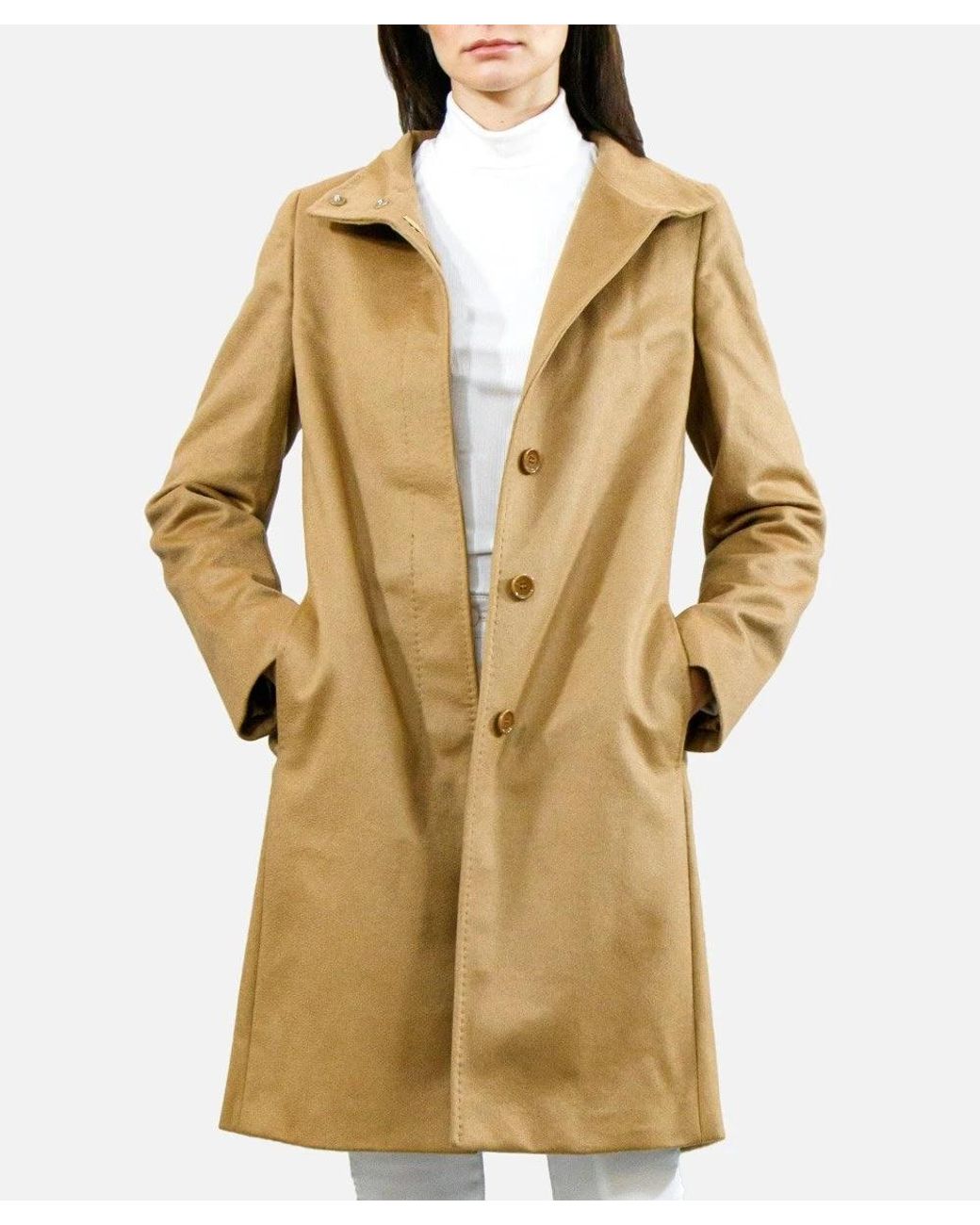 Max Mara Green Lapel Long-Sleeved Coat