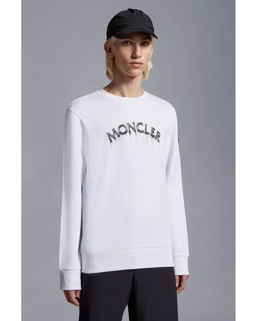Moncler White Logo Sweatshirt for men