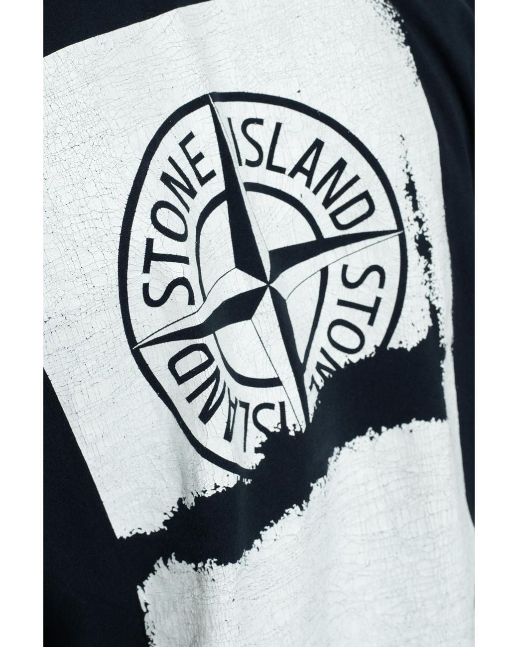 Stone Island Blue Logo Printed Crewneck T-Shirt for men