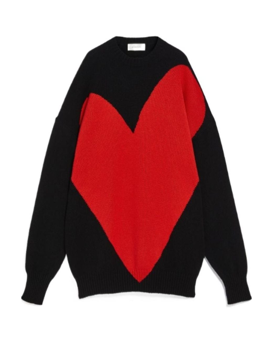 Sportmax Red Maxi Heart Intarsia Knitted Jumper