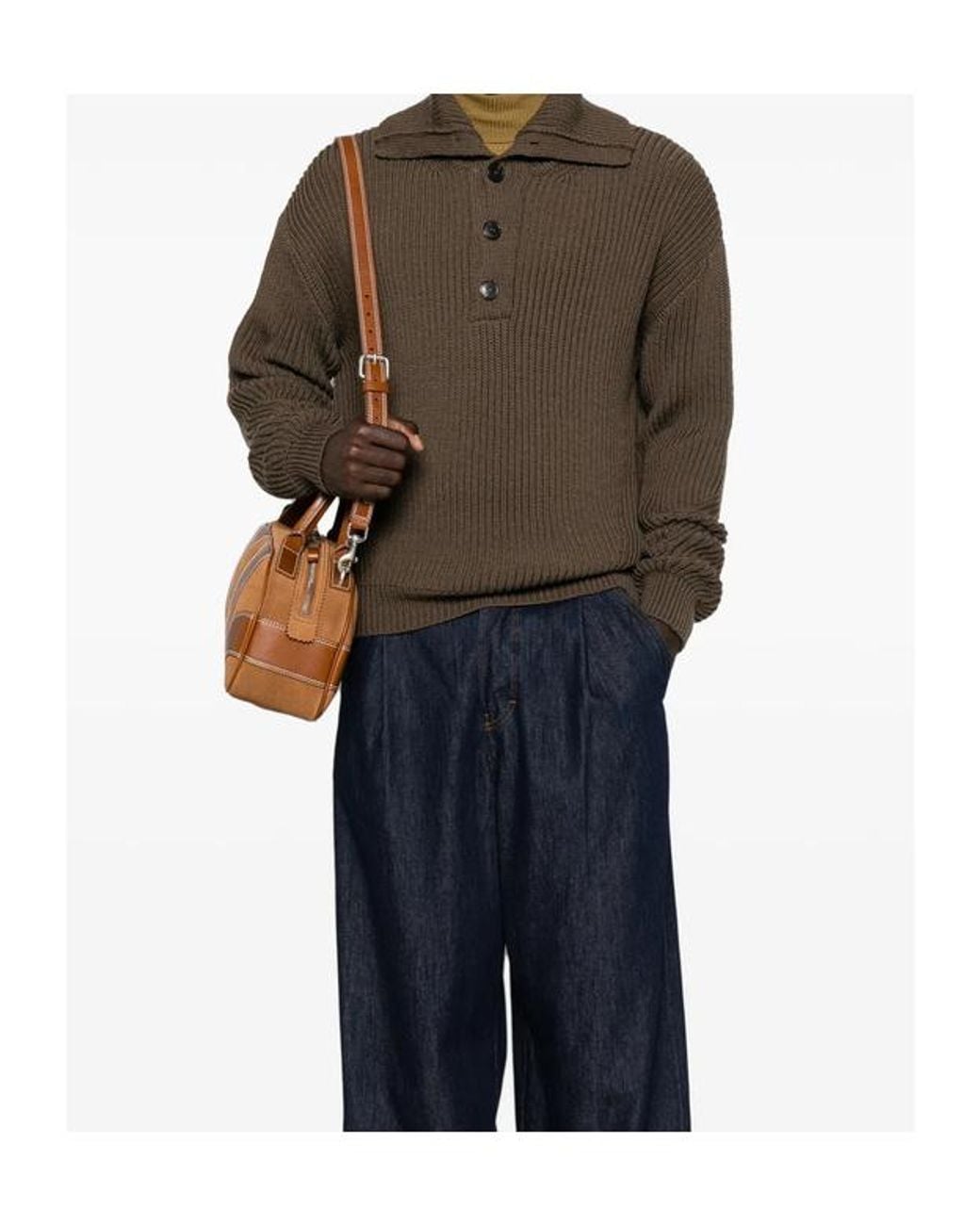 Dries Van Noten Brown Long-Sleeved Sweater for men