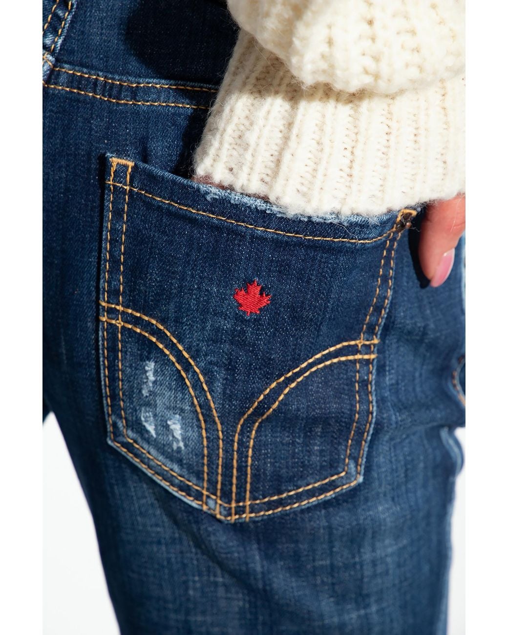 DSquared² Blue Logo Patch Bootcut Jeans