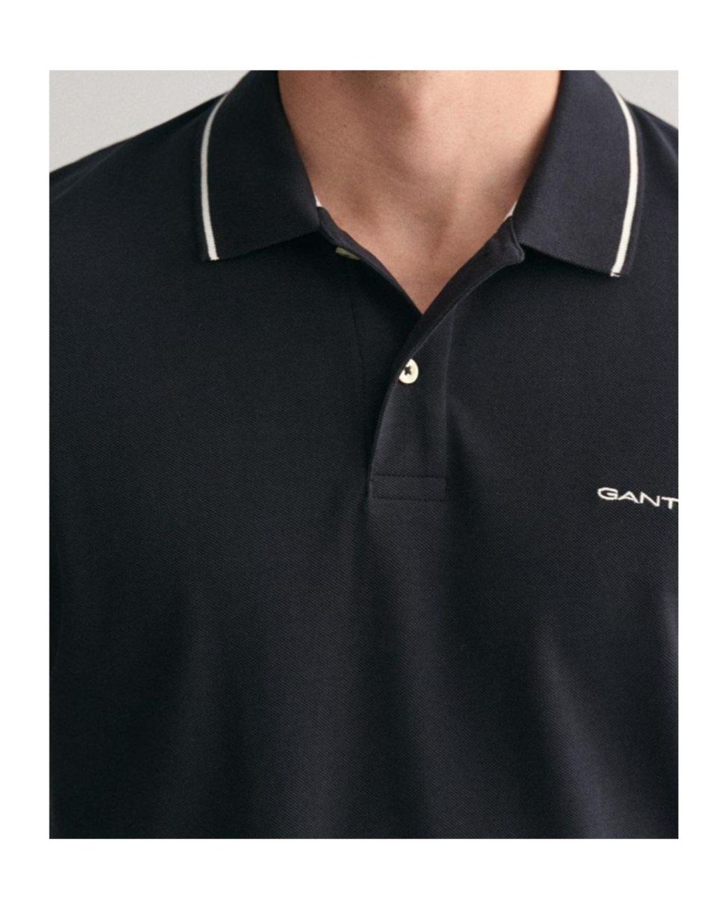 Gant Black Logo Short Sleeve Polo Shirt for men