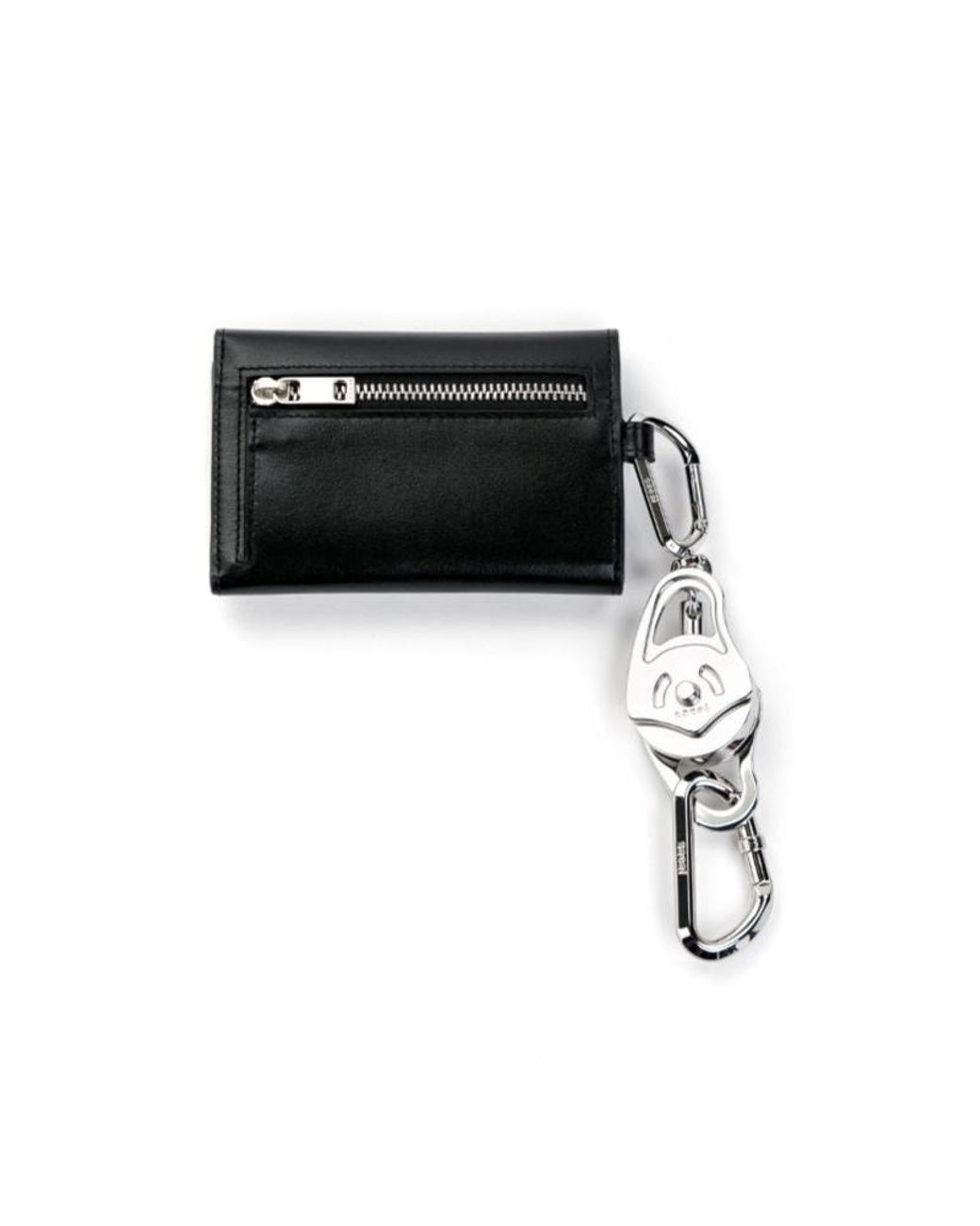 Sacai Black Carabiner-Detail Trifold Wallet for men