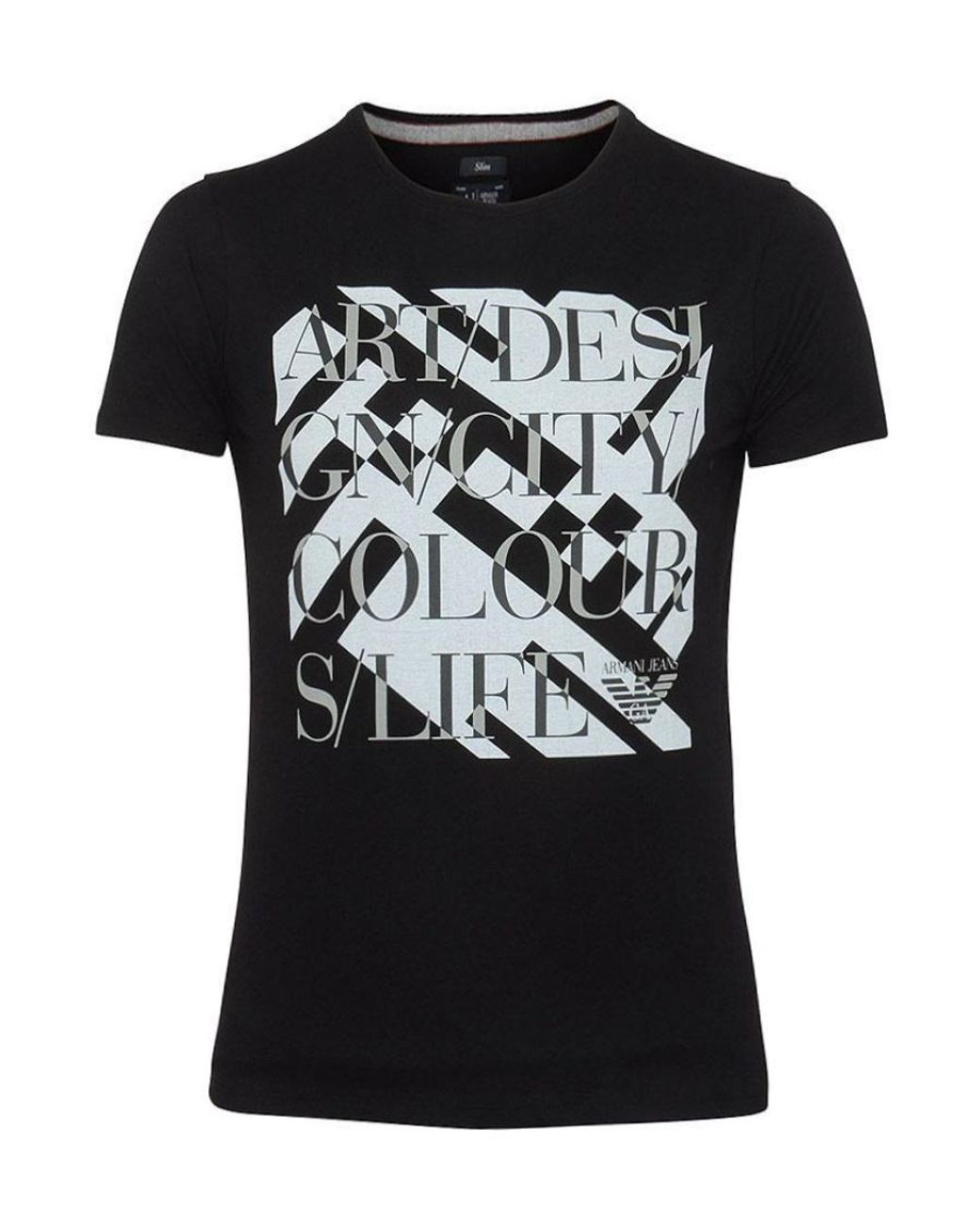 Armani Jeans Black Printed T-Shirt With Round Neck for men