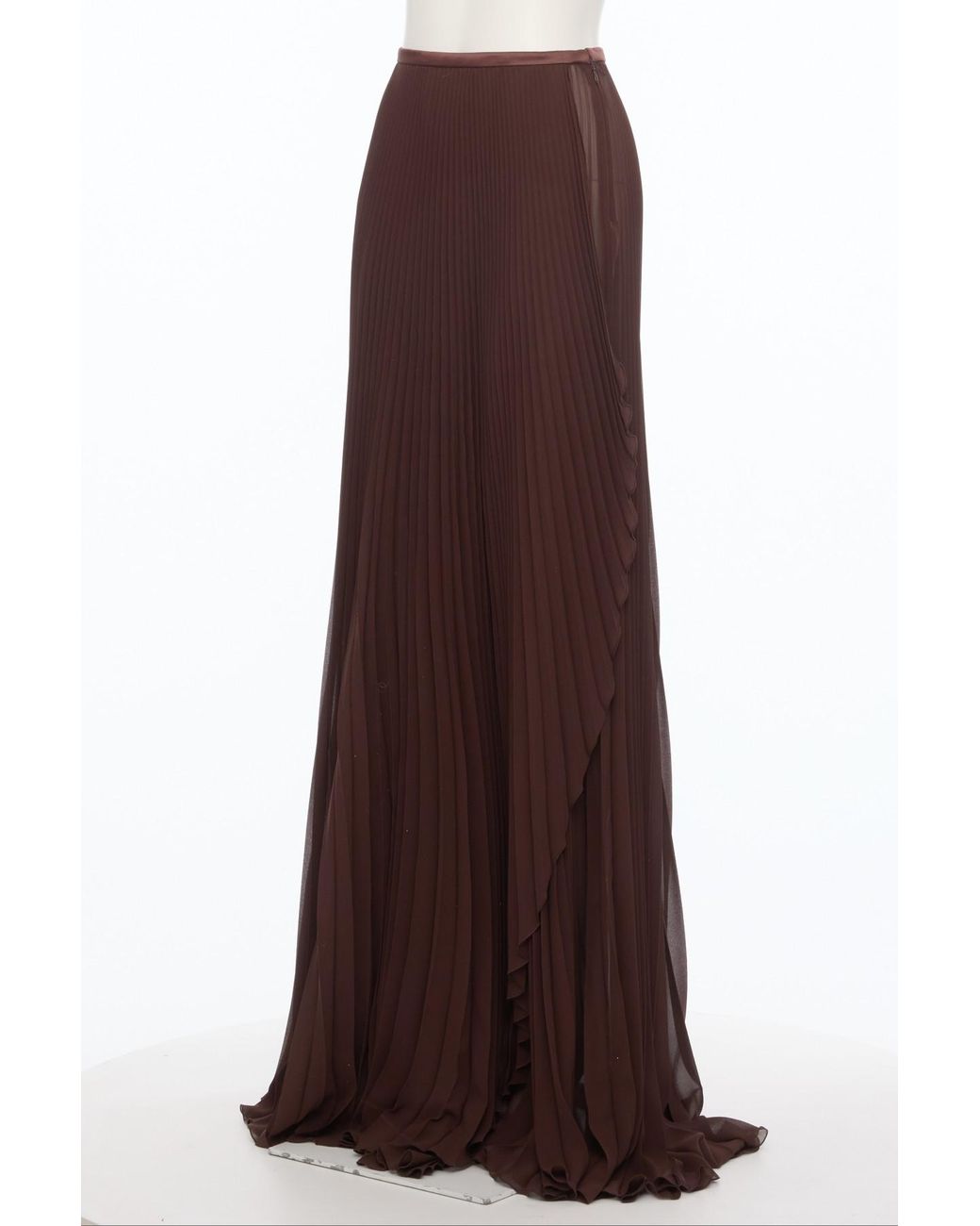 Valentino Brown High Waist Pleated Skirt