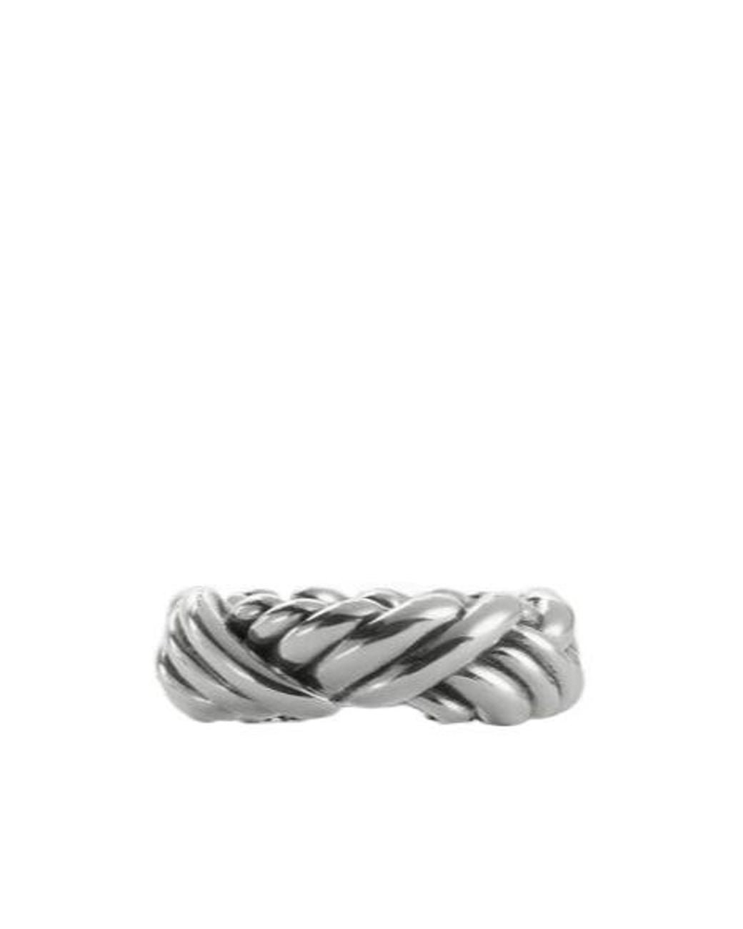 Bottega Veneta White Intreccio Ring for men