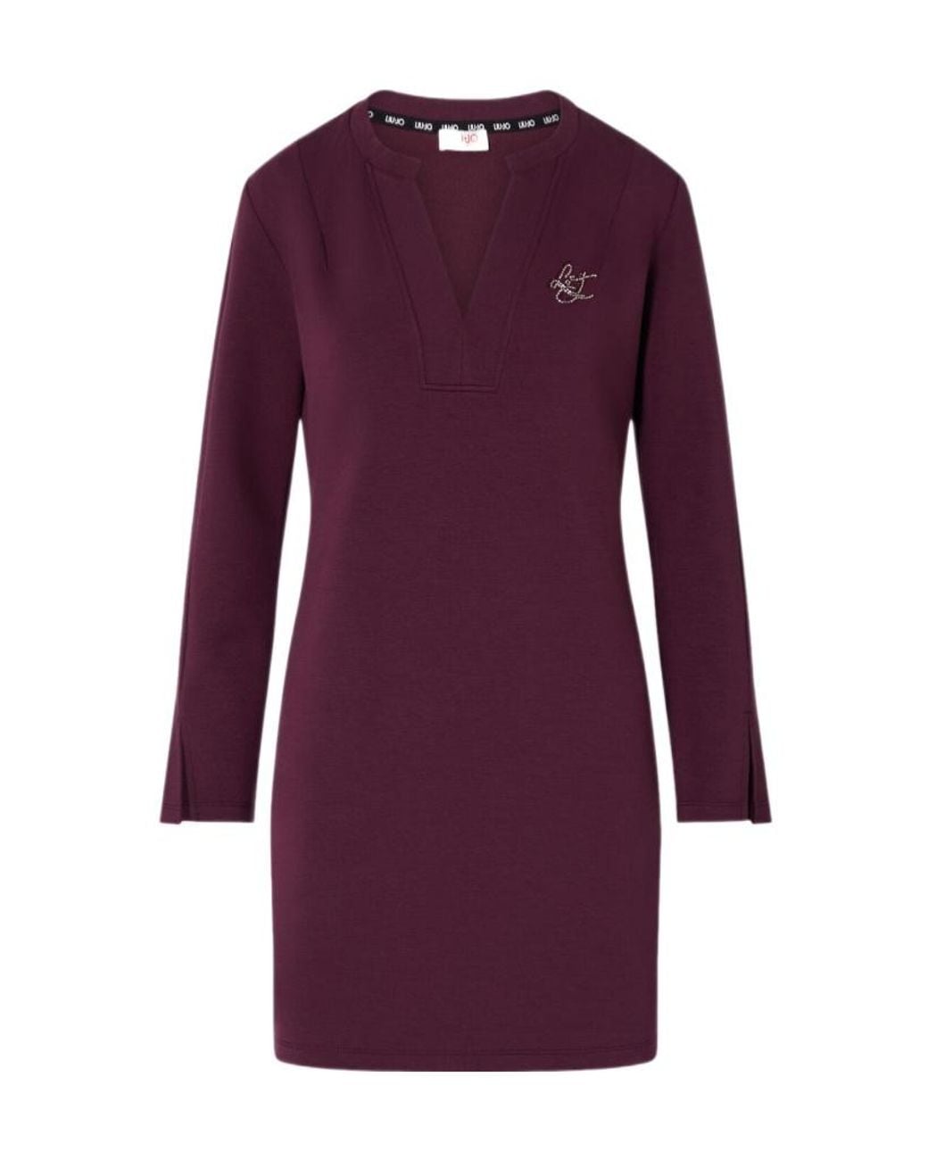 Liu Jo Purple Logo-Embellished Long-Sleeve Mini Dress