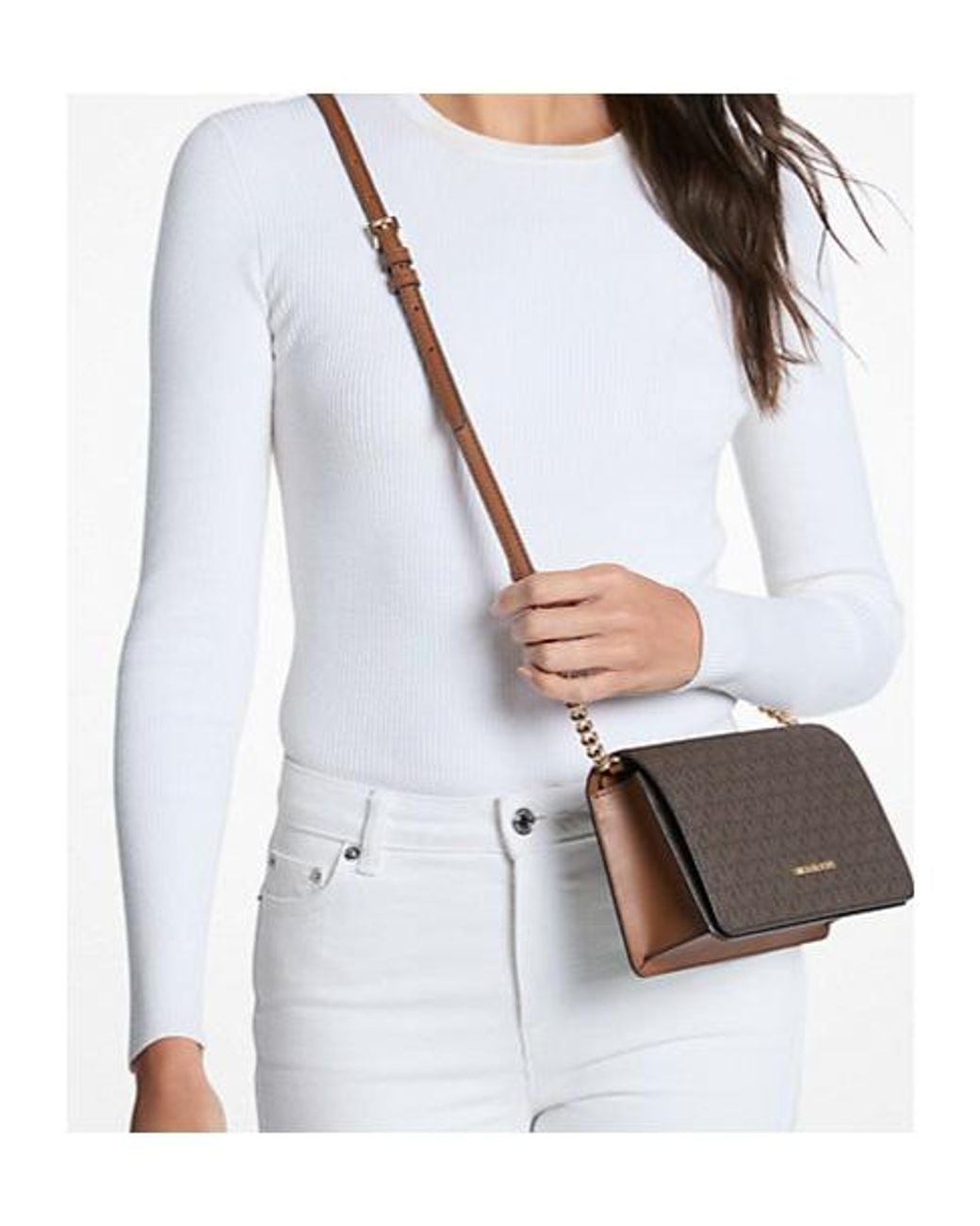Michael Kors Brown Medium Jet Set Signature-Logo Crossbody Bag