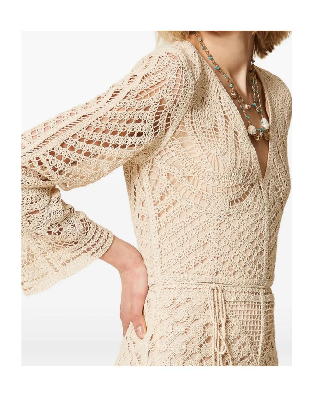 Twinset Natural Crochet-Knit Playsuit