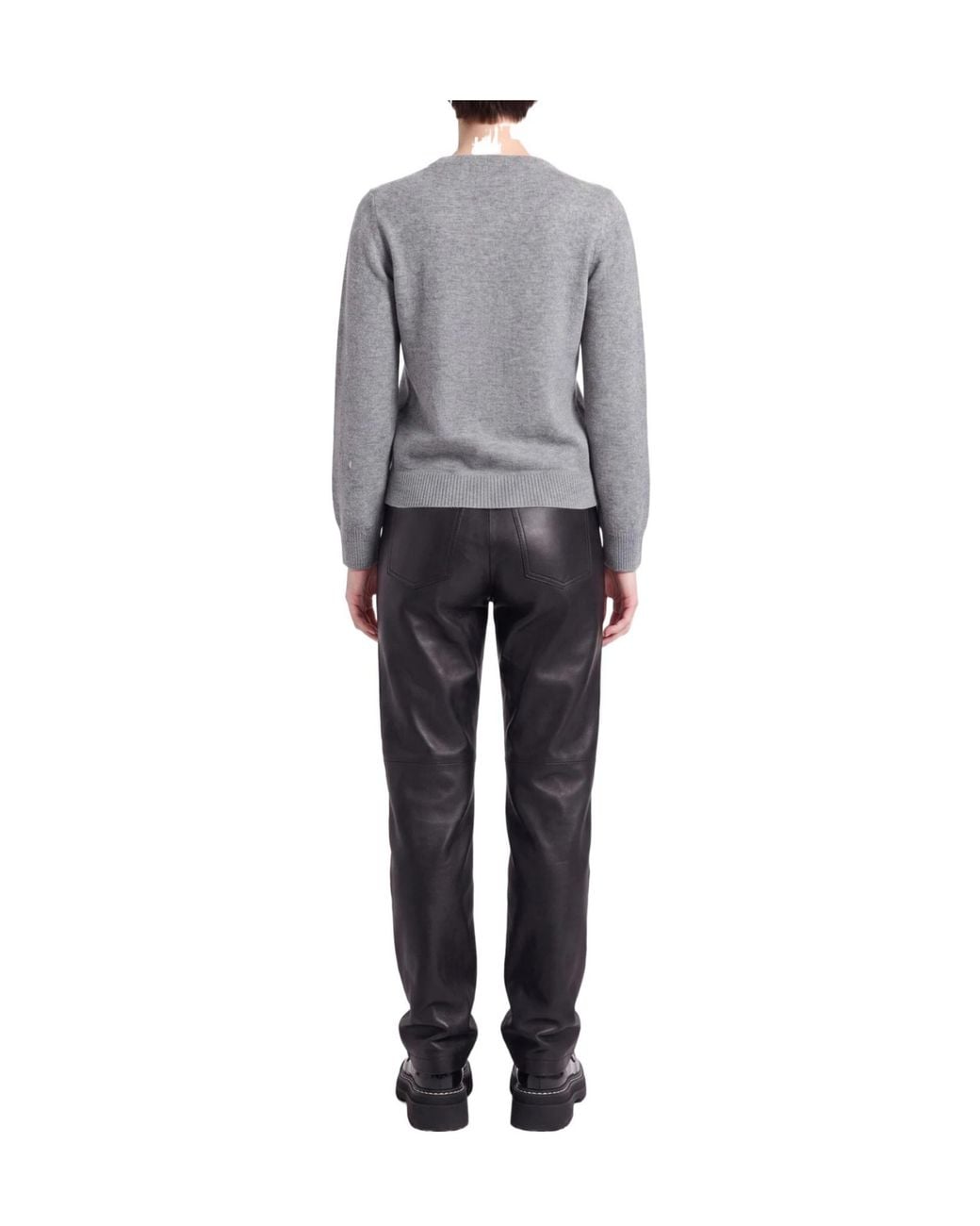Ganni Gray Geometric Wool Knit Cardigan