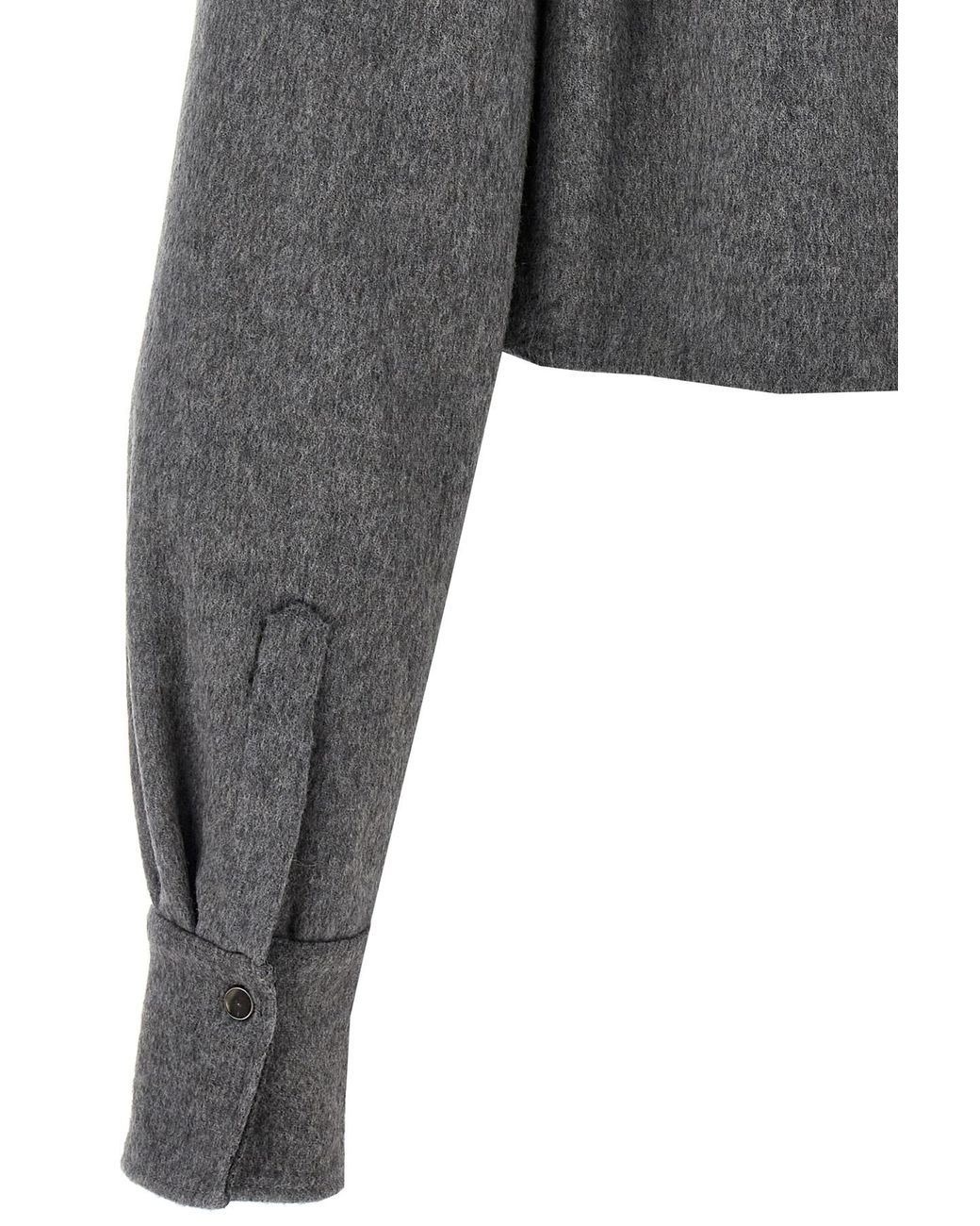 Brunello Cucinelli Gray Long Sleeved Cropped Shirt