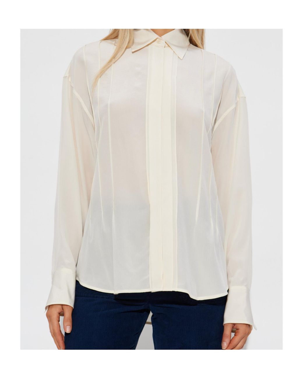 Victoria Beckham White Long Sleeved Pleat Detailed Shirt