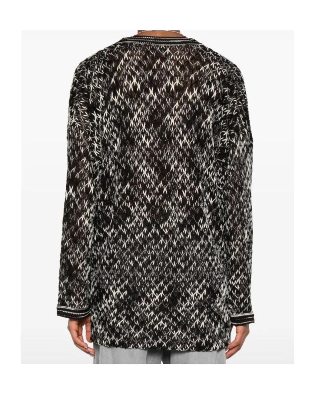 Missoni Black Geometric-Pattern Knitted Jumper