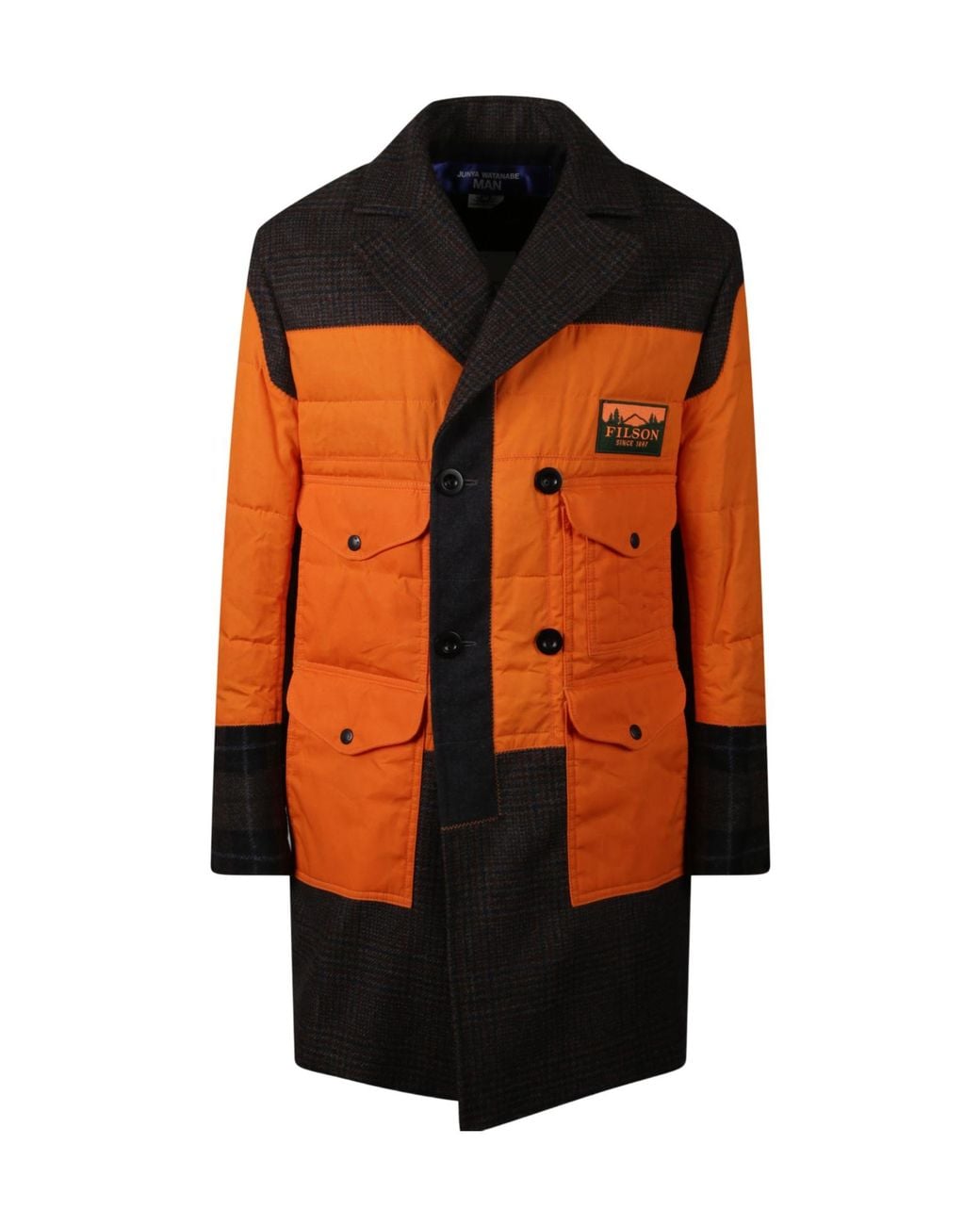 Junya Watanabe Orange Filson Logo Patch Coat for men