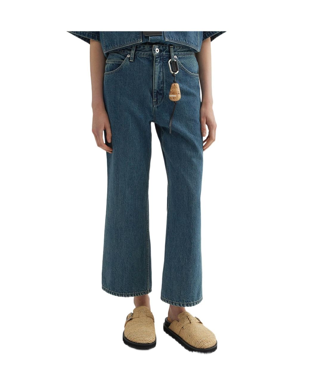 Jil Sander Blue Flared Cropped Jeans