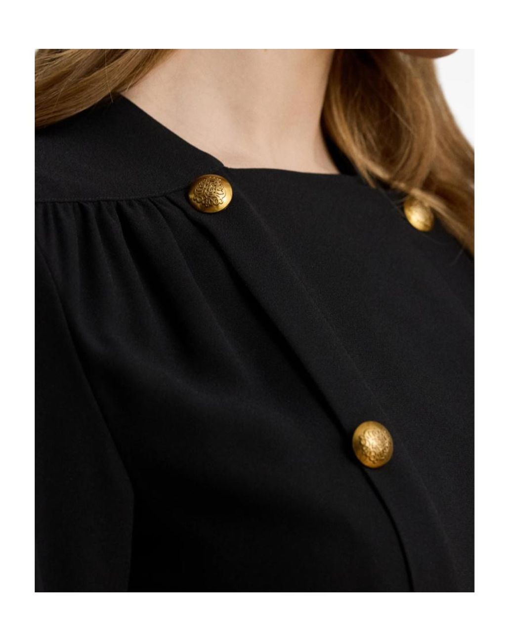 Ralph Lauren Black Double-Breasted Georgette Mini Dress