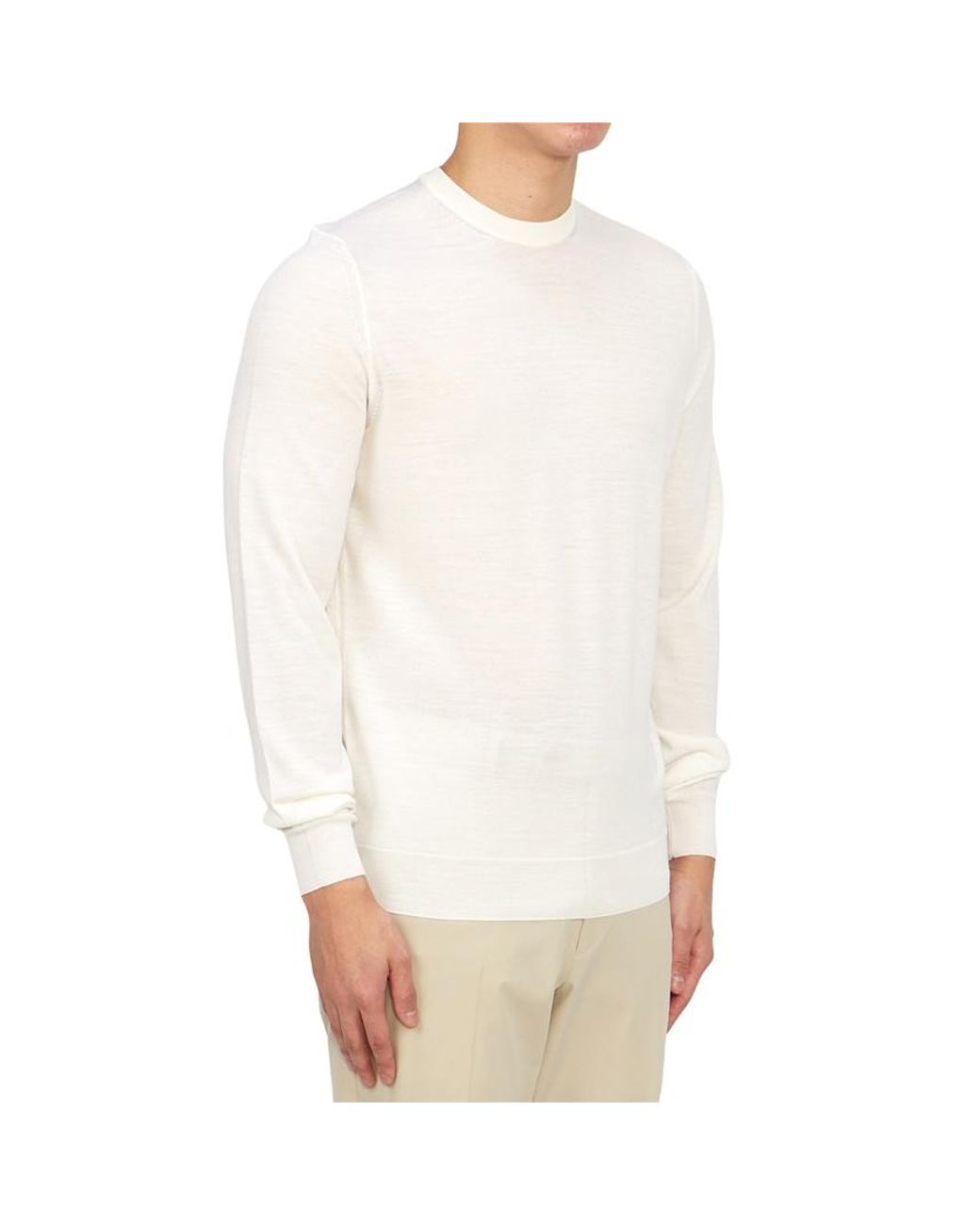 Drumohr White Round Neck Long-Sleeved Sweater for men