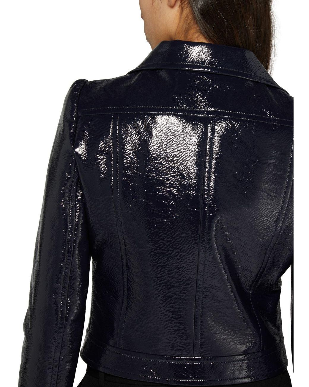 Courreges Blue Long-Sleeve Logo Leather Jacket