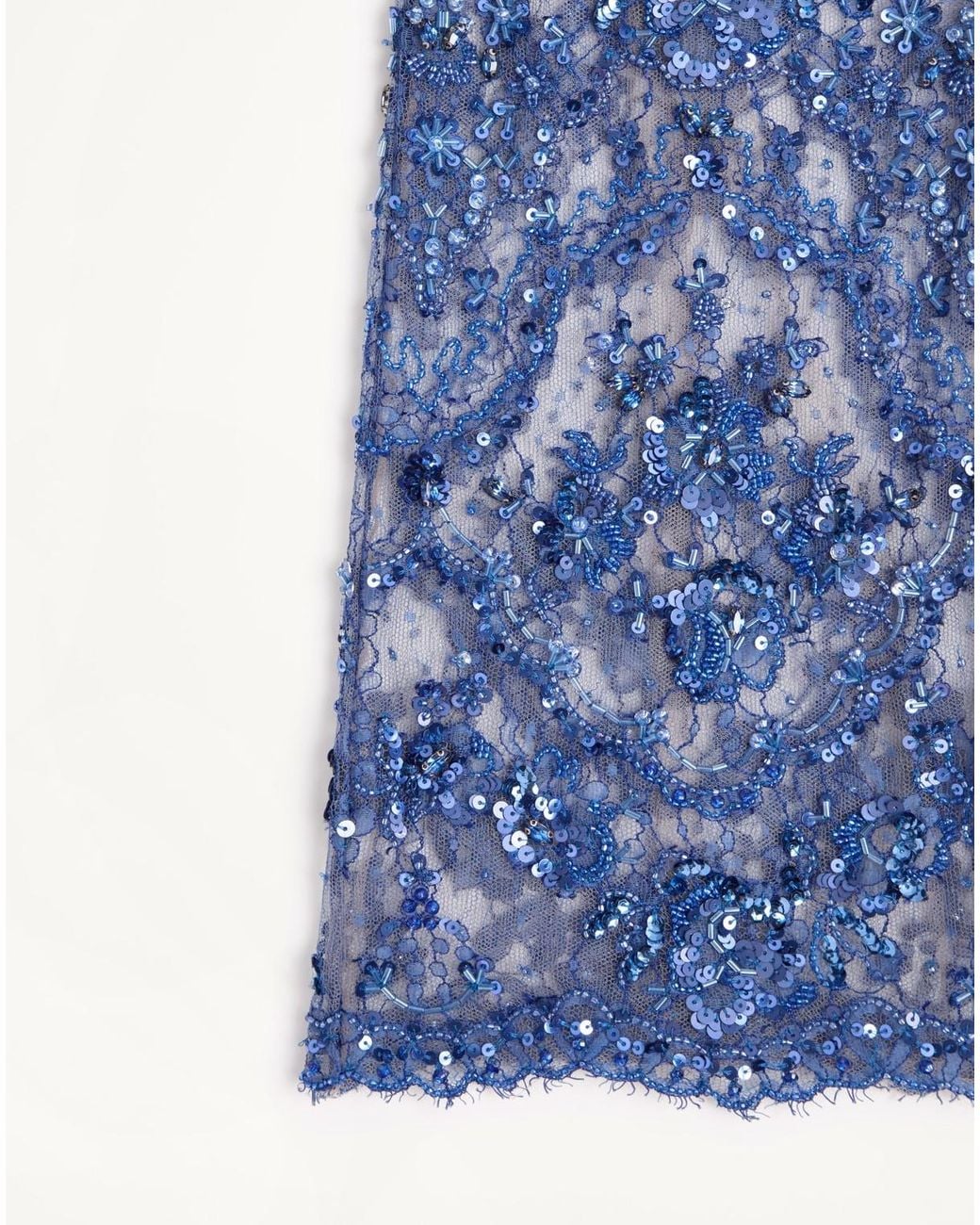 Valentino Blue Embroidered Lace Pants
