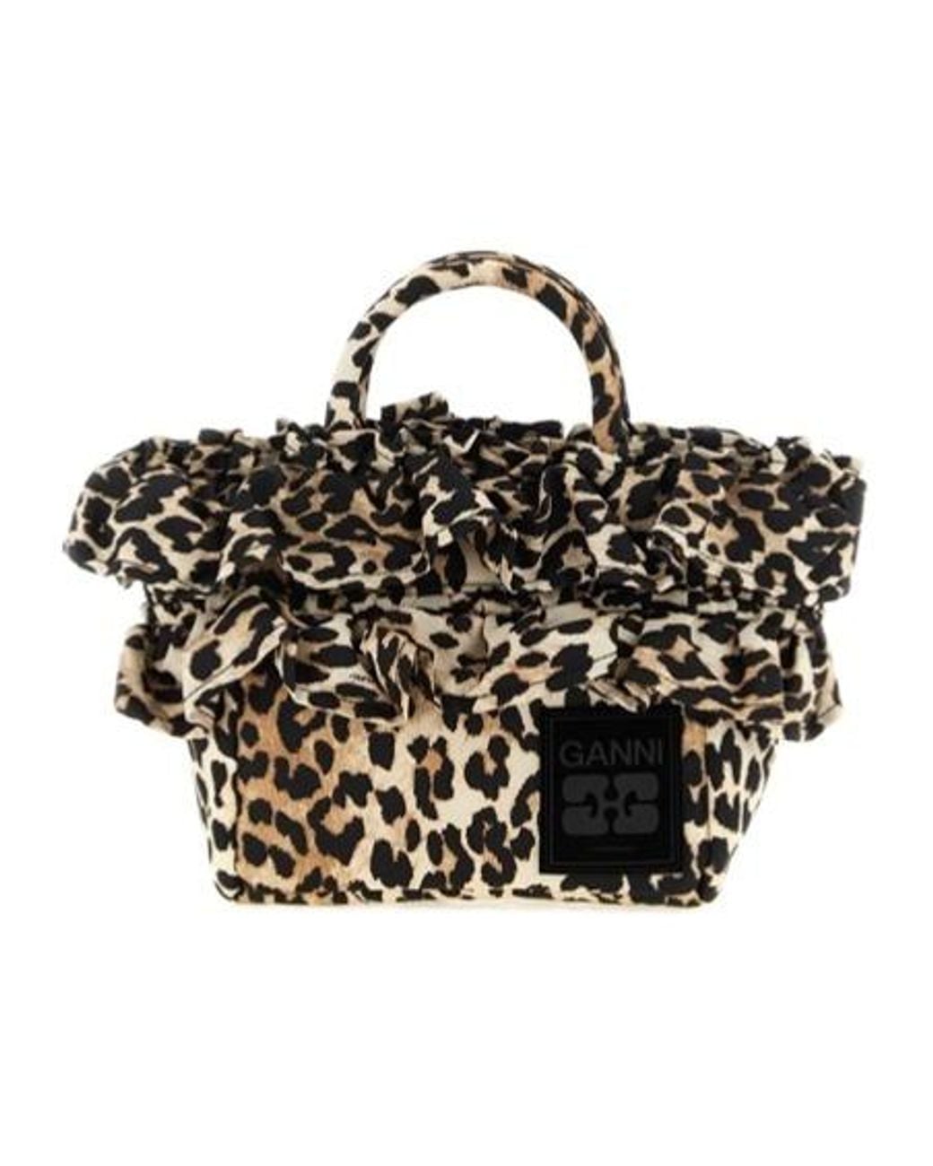 Ganni Black Ruffled Mini Shopper Bag