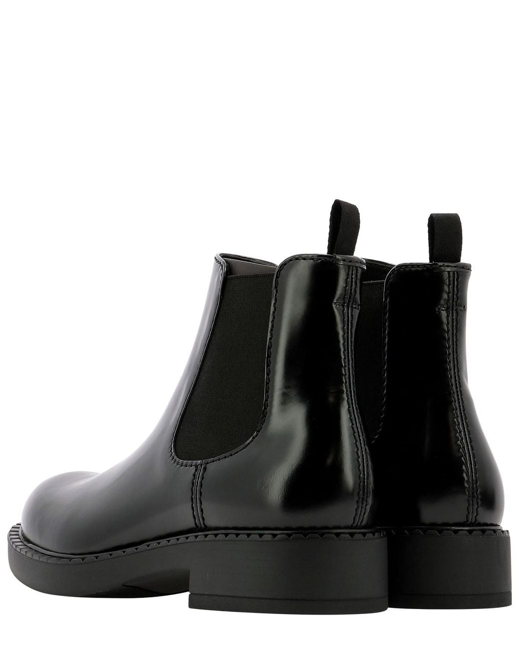 Prada Black Brushed Leather Chelsea Boots for men