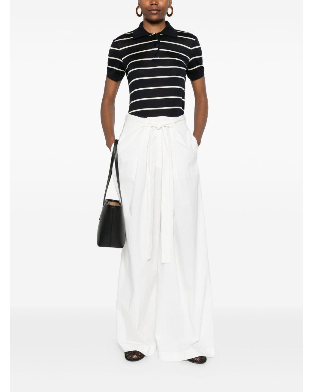 Max Mara Blue Bellico Striped Short-Sleeved Polo Shirt