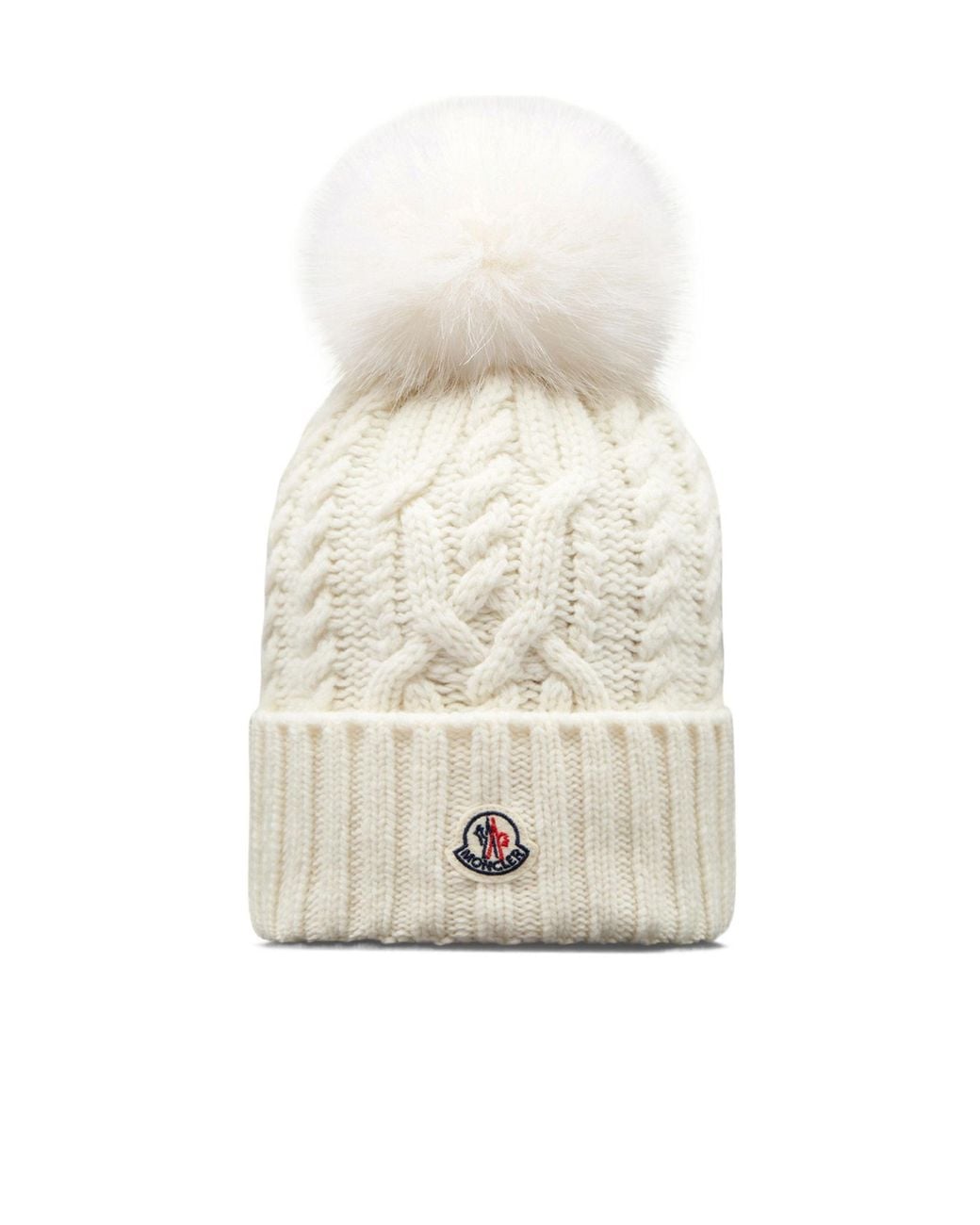 Moncler White Wool And Cashmere Blend Hat With Pom Pom