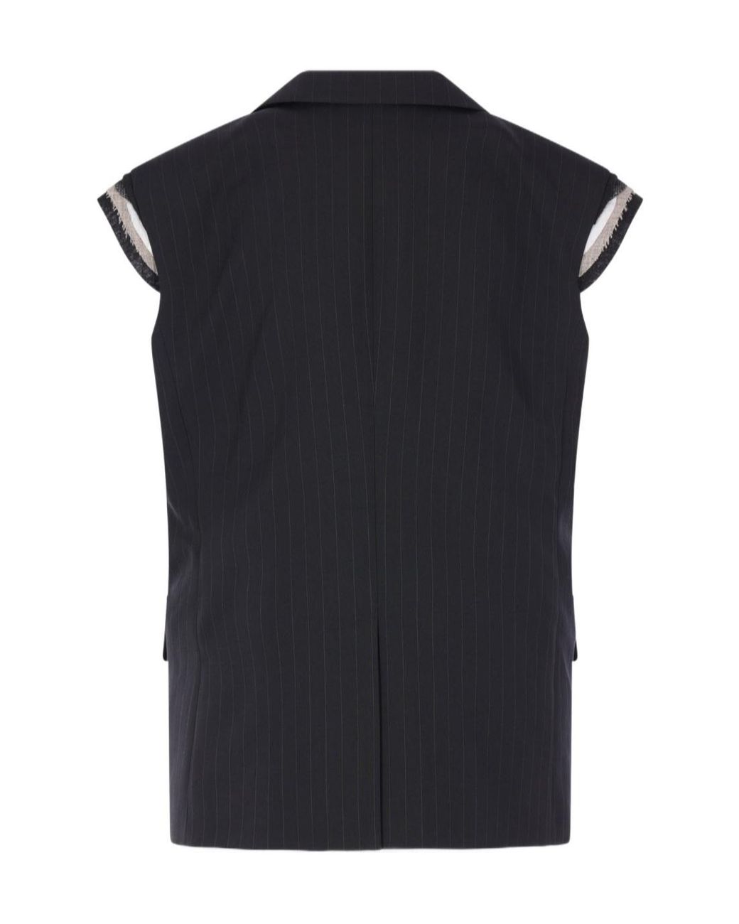 Sacai Black Chalk Stripe Vest