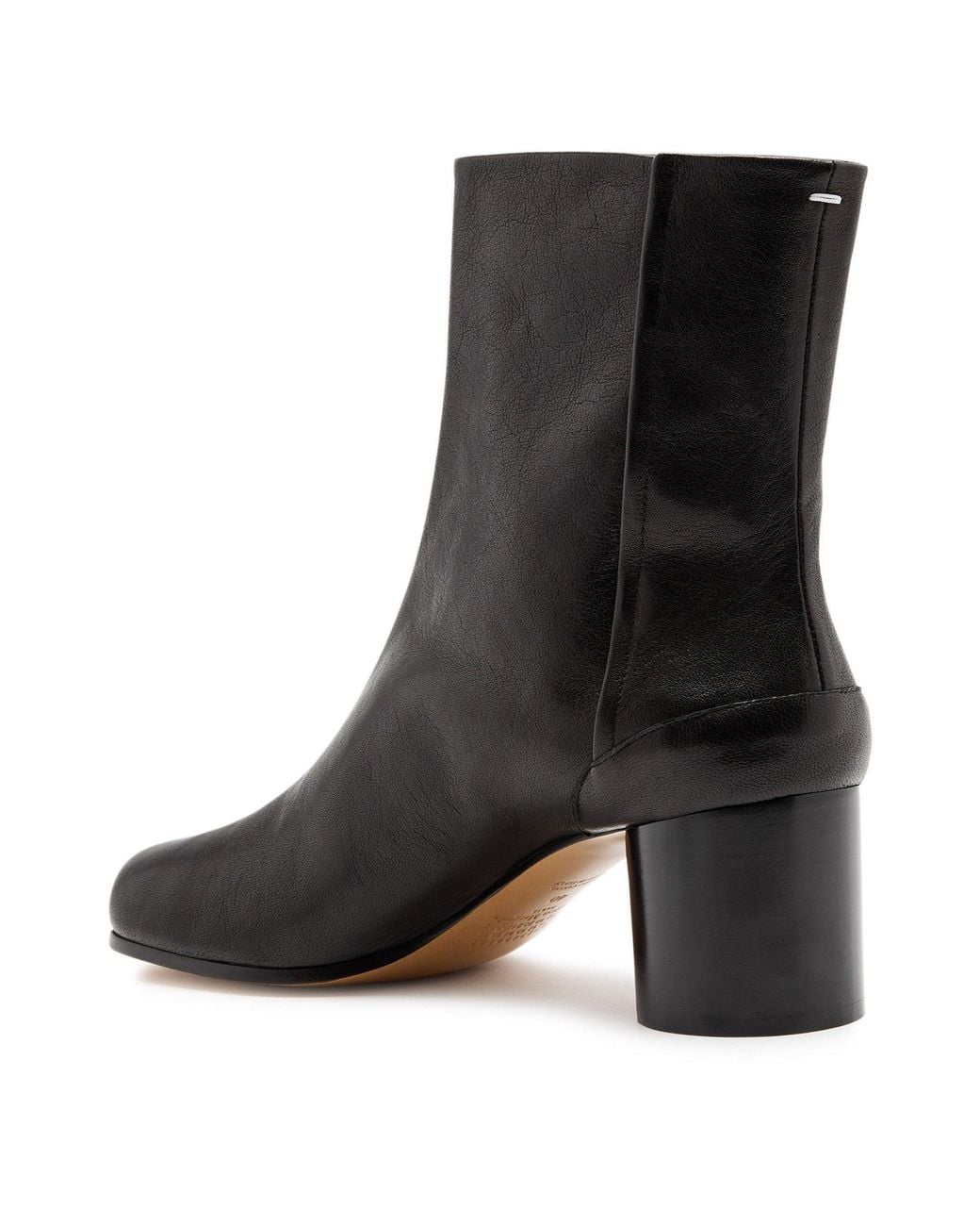 Maison Margiela Black Glossed Grained Leather Ankle Boots