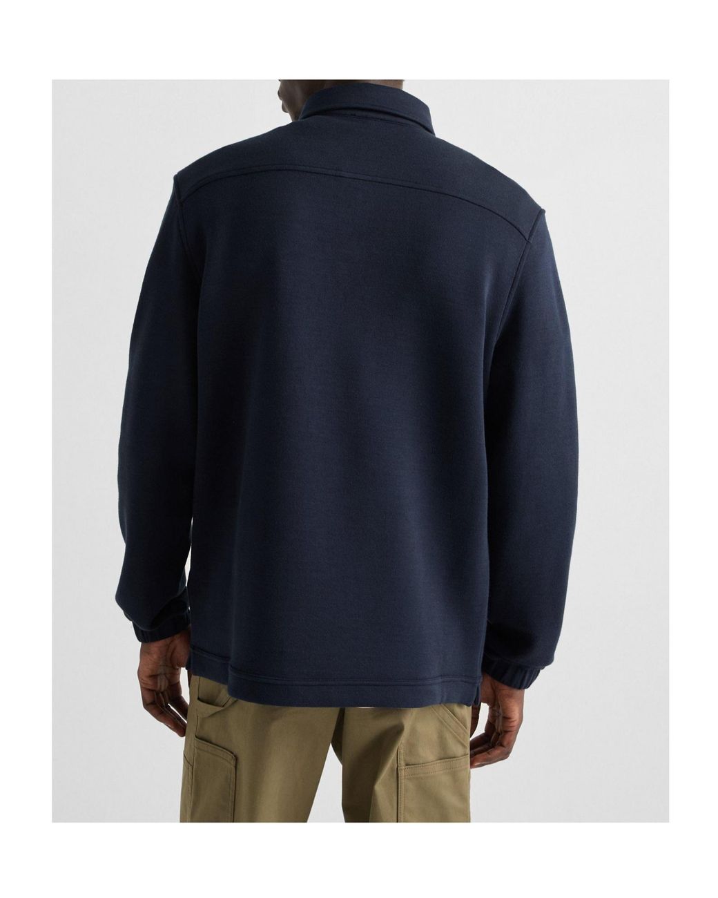 Moncler Blue Long-Sleeved Polo Shirt for men