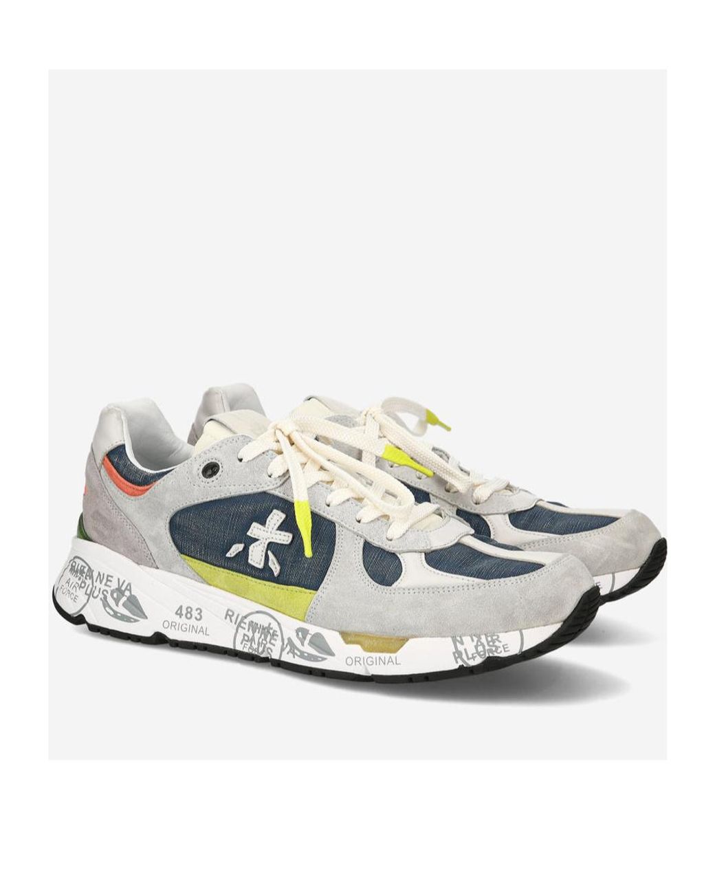 Premiata Blue Lace Up Sneakers for men