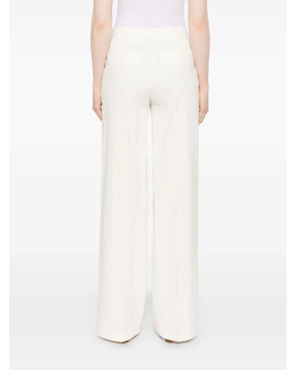 Pinko White Stretch Pleated Trousers