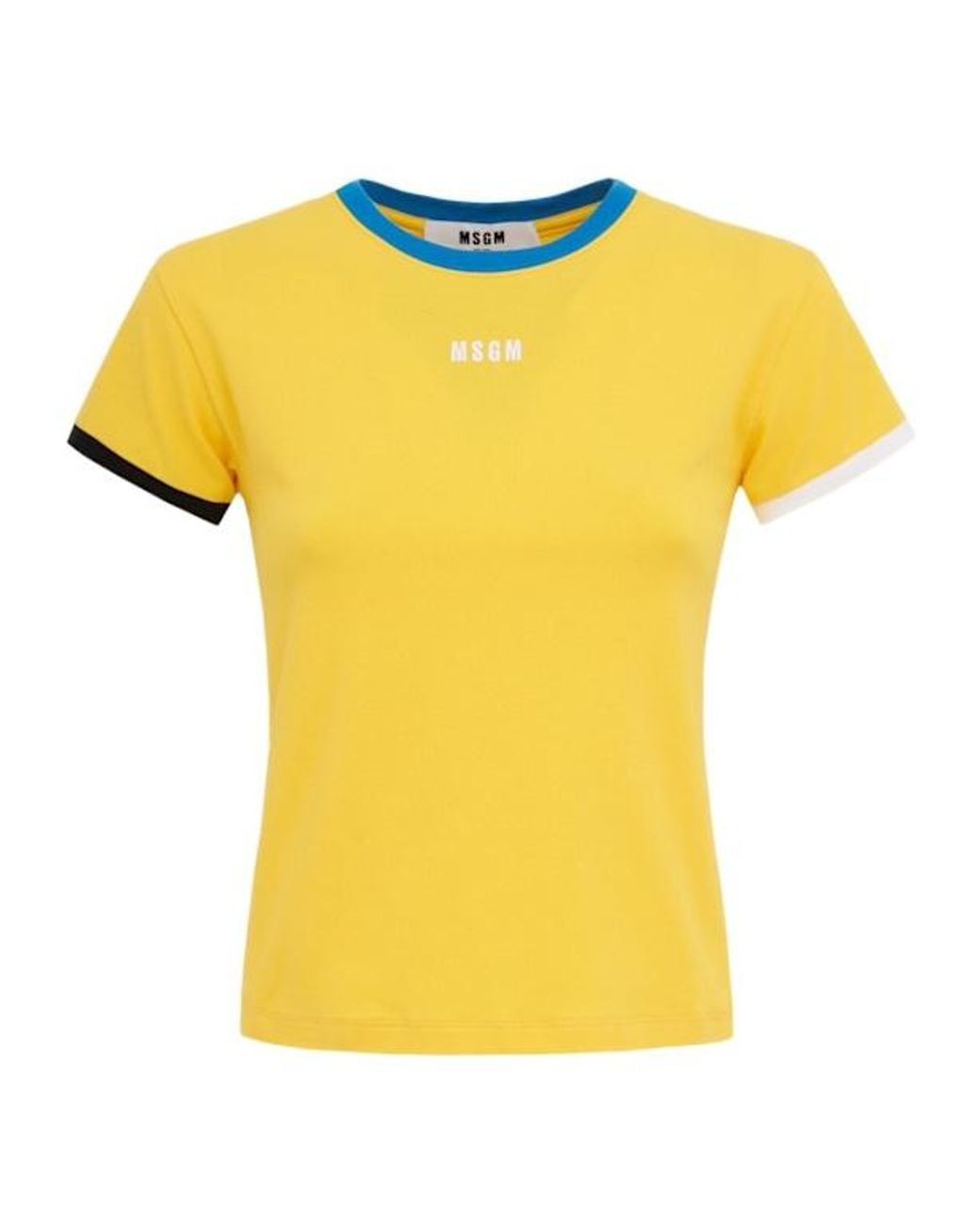 MSGM Yellow Cotton Blend T-Shirt