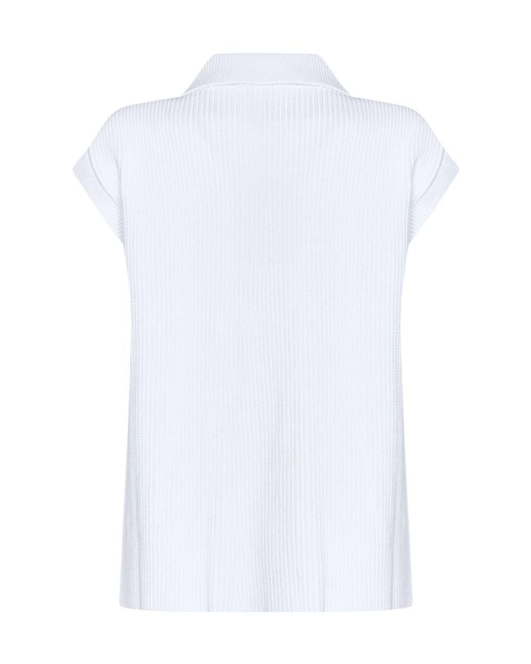 DSquared² White Ribbed-Knit Polo Top for men