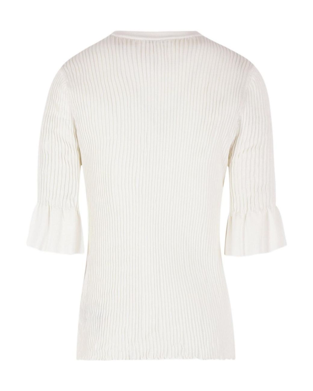 Jil Sander White Smocked Ribbed Top