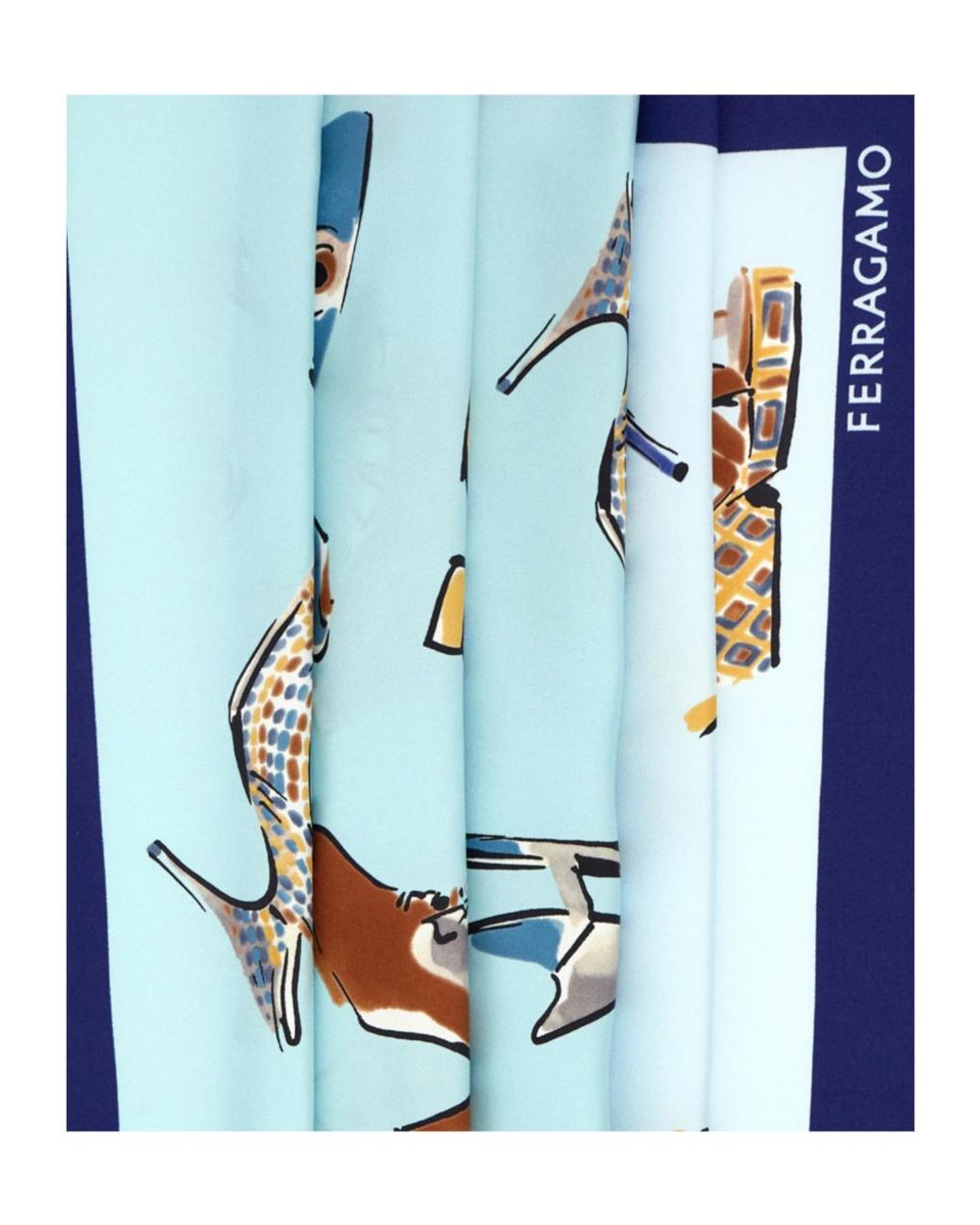 Ferragamo Blue Ferragamo Graphic Print Scarf