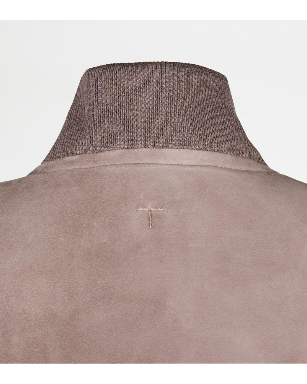Tod's Brown Pashmy Suede Leather Bomber Jacket