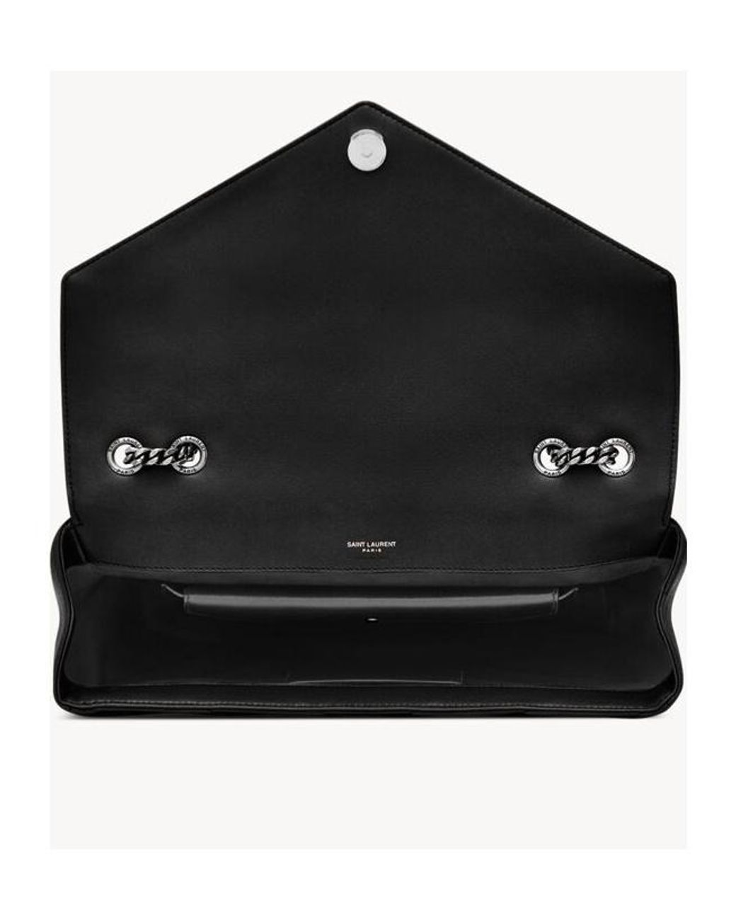Saint Laurent Black Loulou Foldover Top Large Shoulder Bag
