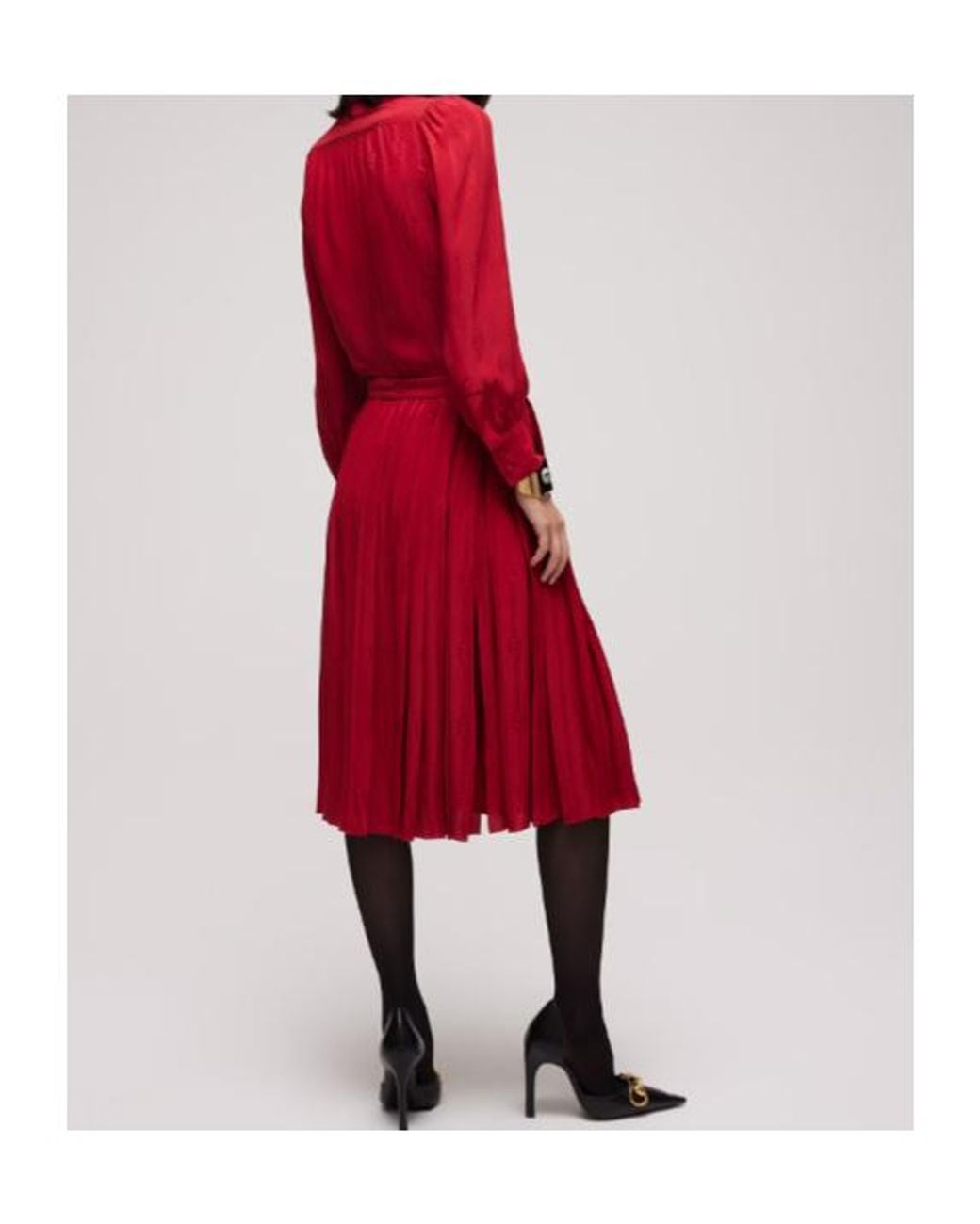 Gucci Red Tie-Neck Jacquard Shirt